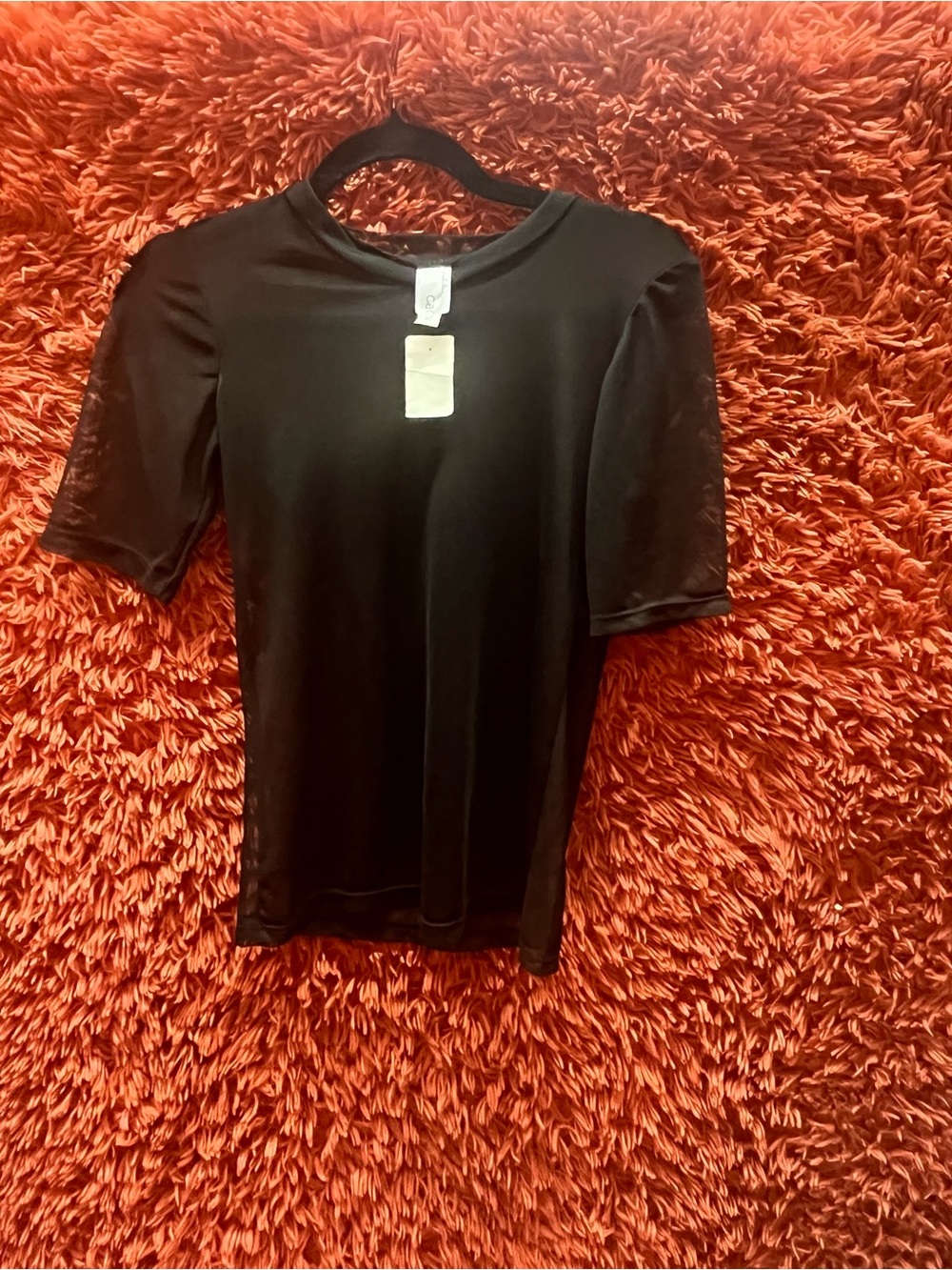 Women's Cacia Black Short-Sleeve Mesh Top Size Medium